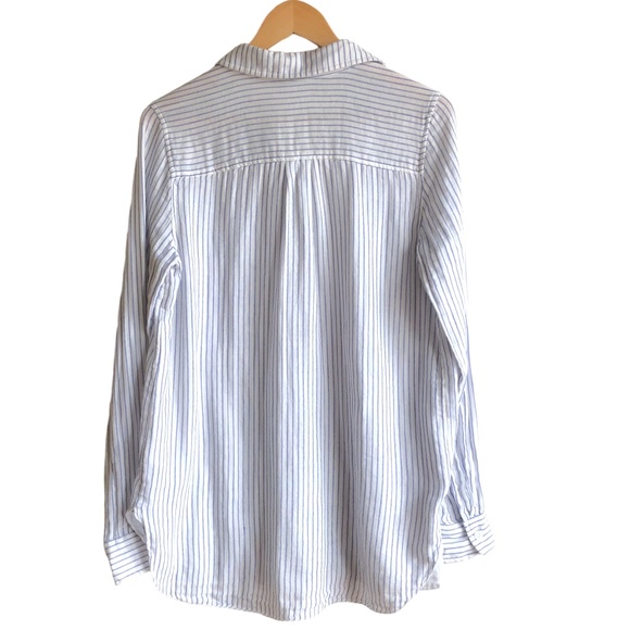 Striped White Button-Up Women's Top - Picture 5 of 12